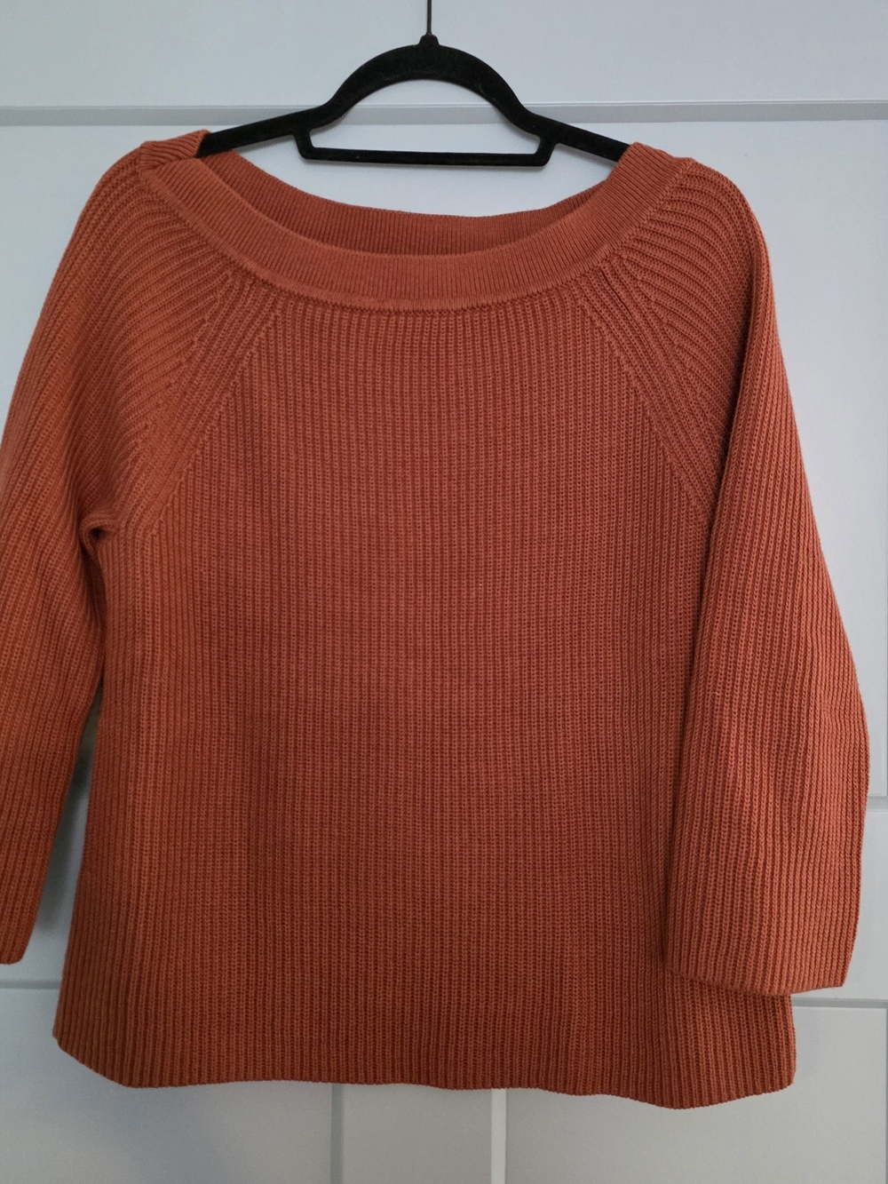 J Crew Orange Cotton Sweater M Ribbed Knit Cozy Preppy Classic